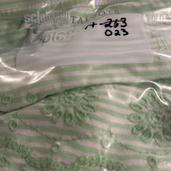 Talbots Cotton Cap Short Sleeve Green Striped Embroidered Slub Tee Shirt Small - Picture 11 of 11